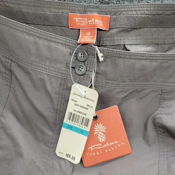 Tommy Bahama Pants Women's 16 Gray Snappy Poplin Crop Relax Fit NWT (MSRP $88) - Picture 10 of 11